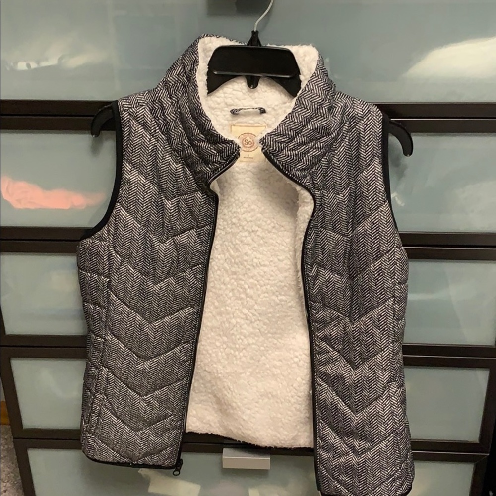 SO black and white puffy vest